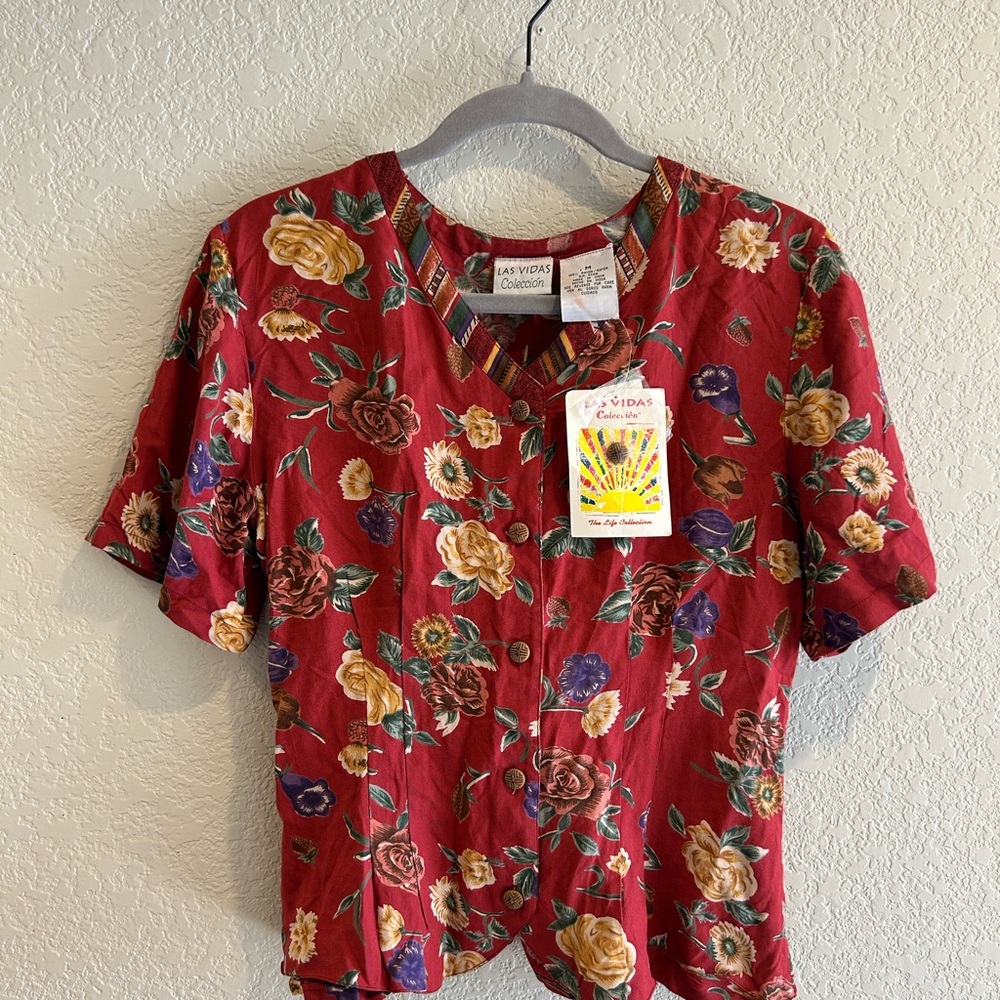 Floral Red Women's Top